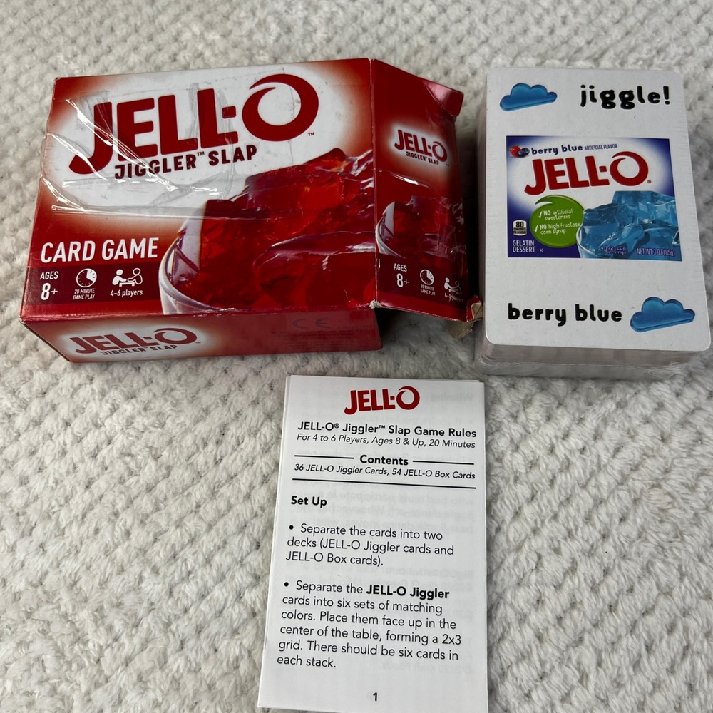 Jell-O Jiggler Slap Card Game Family Party Game Ages 8+ 4-6 Players Sealed Cards